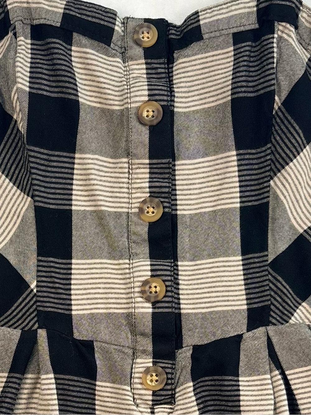 HOLLISTER Black White Plaid Romper Medium Smocked Button Front Sleeveless Y2K - Picture 6 of 9